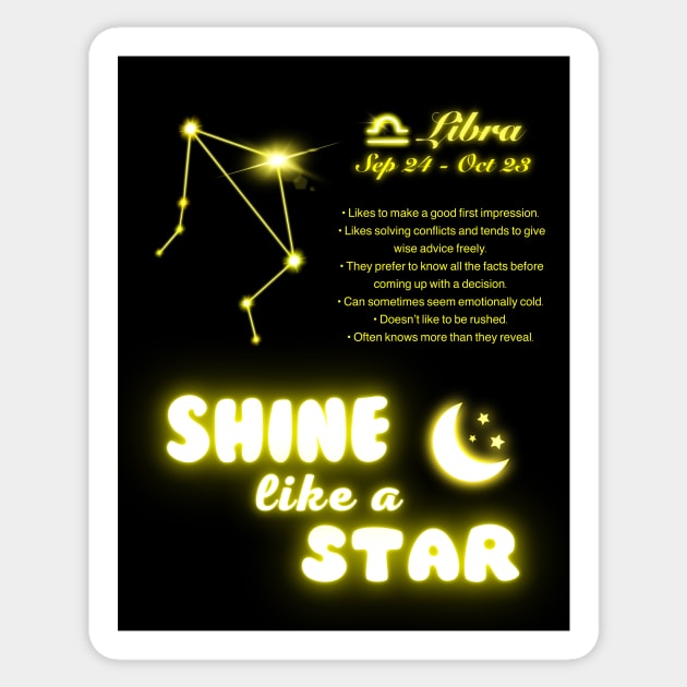 Shine Like A Star - Libra Sticker by FullMoon